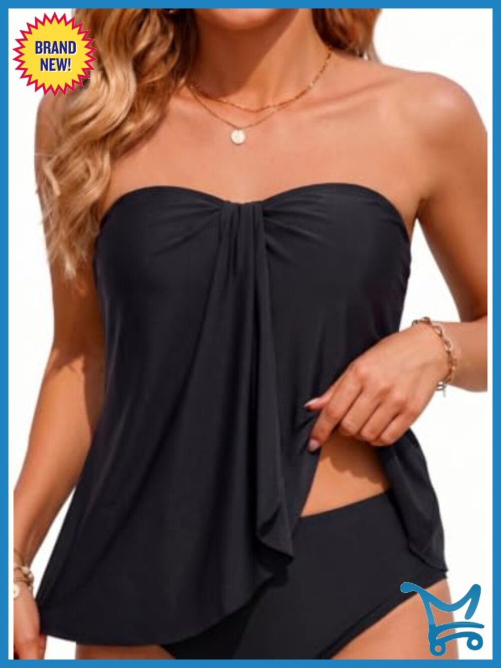 Tempt Me Strapless Bandeau Tankini Top Halter Flyaway Swimsuit Top